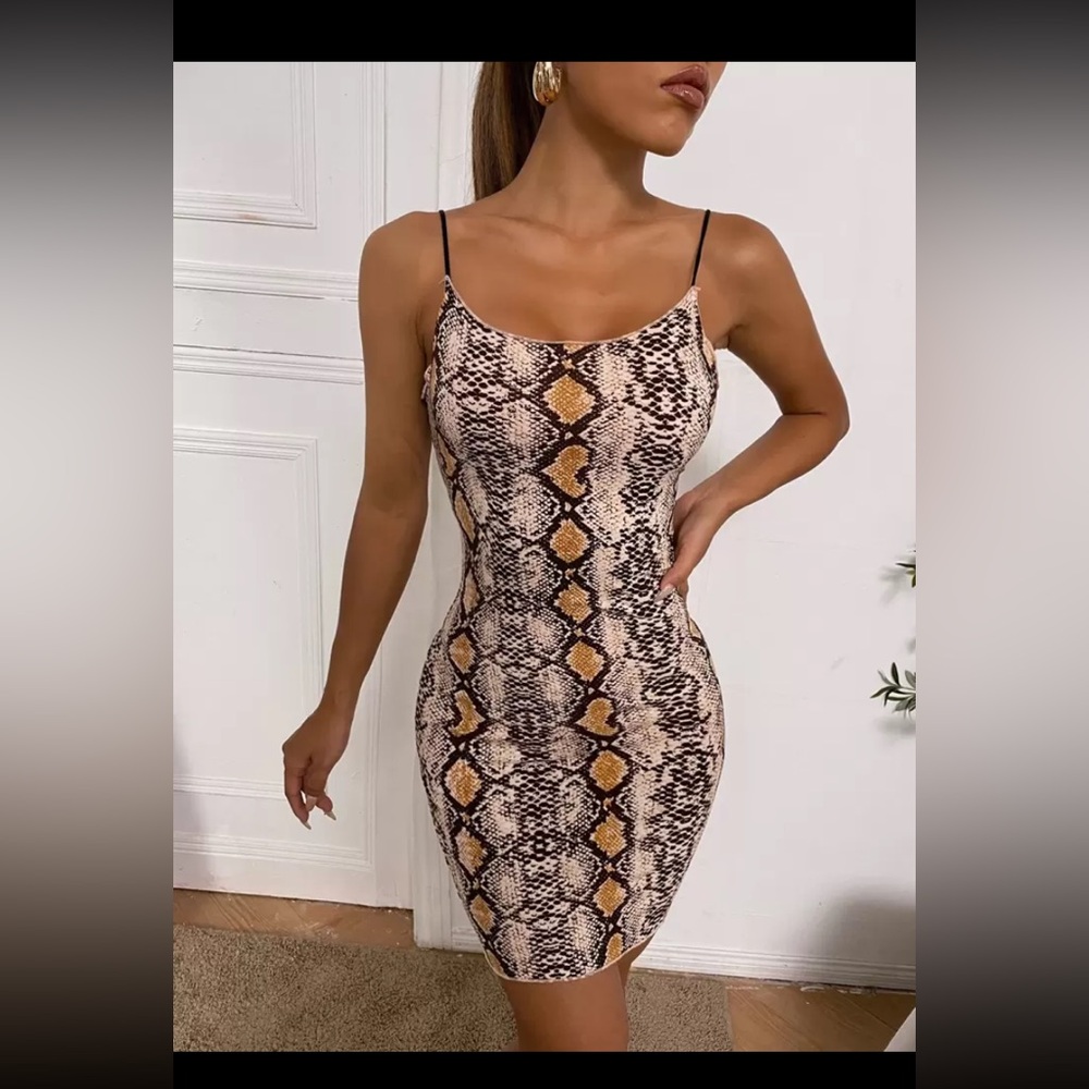 SHEIN Snake Print Dress - Brown and Black size Xs women brand new